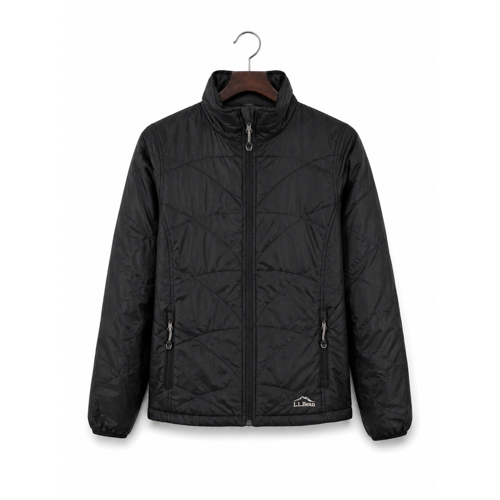 LL‎ Bean Womens Quilted Jacket Black Full Zip Lightweight XXS PrimaLoft Coat